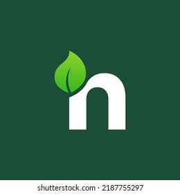 Nature letter n logo design. Initial n with Leaf icon creative monogram symbol. Playful logo and colorful logo letter n