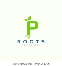 Nature Letter P Roots Logo Design Vector Image