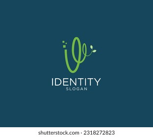 Nature letter V logo design