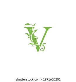 Nature Letter V Vector Logo Template