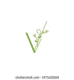 Nature Letter V Vector Logo Template