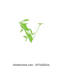 Nature Letter V Vector Logo Template