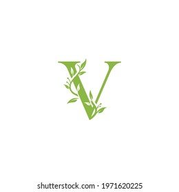 Nature Letter V Vector Logo Template