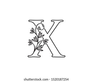 Nature letter X leaf icon logo design concept, floral logo X icon design. hand drawn floral with letter.