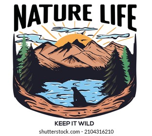 Nature life graphic print design for t shirt print, poster, sticker, background and other uses.
