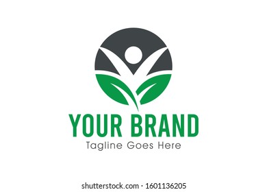 nature life style for natural healthy logo concept in green with leaf and leaves editable color