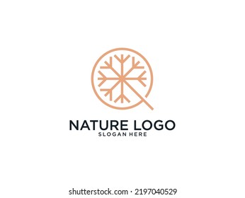 Diseño del logotipo de la hoja de arte de la línea de la naturaleza