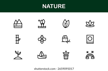 "Nature Line Icon Collection – Unique, creative, and premium vector icons illustrating plants, animals, and eco-friendly environmental concepts
"