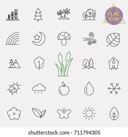 nature line icon set