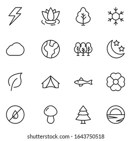 Nature line icon set. Collection of vector symbol in trendy flat style on white background. Nature sings for design.