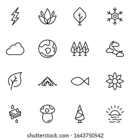 Nature line icon set. Collection of vector symbol in trendy flat style on white background. Nature sings for design.