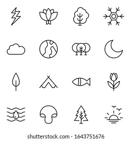 Nature line icon set. Collection of vector symbol in trendy flat style on white background. Nature sings for design.