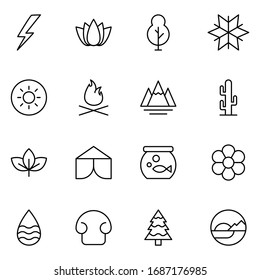 Nature line icon set. Collection of vector symbol in trendy flat style on white background. Nature sings for design.
