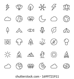 Nature line icon set. Collection of vector symbol in trendy flat style on white background. Nature sings for design.