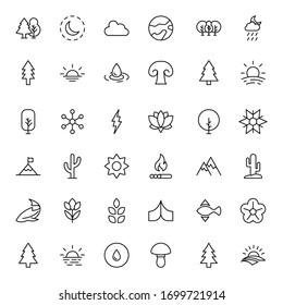 Nature line icon set. Collection of vector symbol in trendy flat style on white background. Nature sings for design.