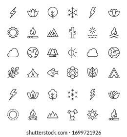 Nature line icon set. Collection of vector symbol in trendy flat style on white background. Nature sings for design.