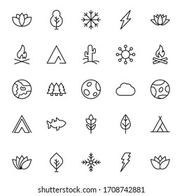 Nature line icon set. Collection of vector symbol in trendy flat style on white background. Nature sings for design.
