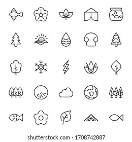 Nature line icon set. Collection of vector symbol in trendy flat style on white background. Nature sings for design.