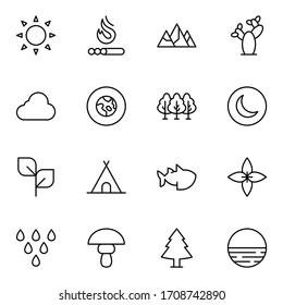 Nature line icon set. Collection of vector symbol in trendy flat style on white background. Nature sings for design.