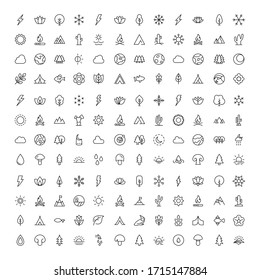 Nature line icon set. Collection of vector symbol in trendy flat style on white background. Nature sings for design.