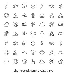 Nature line icon set. Collection of vector symbol in trendy flat style on white background. Nature sings for design.