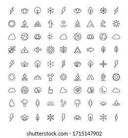 Nature line icon set. Collection of vector symbol in trendy flat style on white background. Nature sings for design.