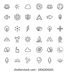 Nature line icon set. Collection of vector symbol in trendy flat style on white background. Nature sings for design.