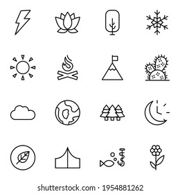 Nature line icon set. Collection of vector symbol in trendy flat style on white background. Nature sings for design.
