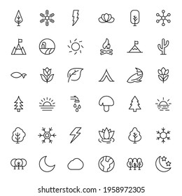 Nature line icon set. Collection of vector symbol in trendy flat style on white background. Nature sings for design.