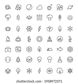 Nature line icon set. Collection of vector symbol in trendy flat style on white background. Nature sings for design.