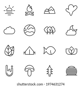 Nature line icon set. Collection of vector symbol in trendy flat style on white background. Nature sings for design.