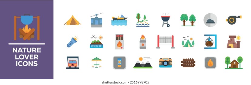 Nature line icon set. Collection of vector symbol in trendy style on white background. Nature sings for design.