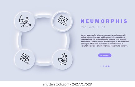 Nature line icon. Time-lapse, growth, development, plants, seeds, flourishing, journey, life, miraculous. Neomorphism style. Vector line icon for business and advertising