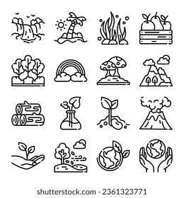 Nature line icon vector set