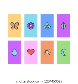 Nature Line Icons. Set templates icons and emblems.social media story highlight. Different blogger icons in trendy linear style isolated on white background 