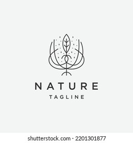 Plantilla de diseño del logotipo de la línea de naturaleza vector plano