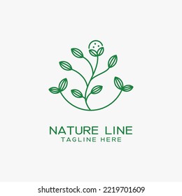 Nature line logo design vector