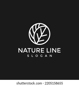  nature line logo icon design template premium vector