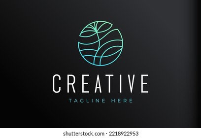 Plantilla de diseño del logotipo de resumen lineal de la naturaleza