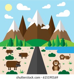 nature and lion and forest buffalo