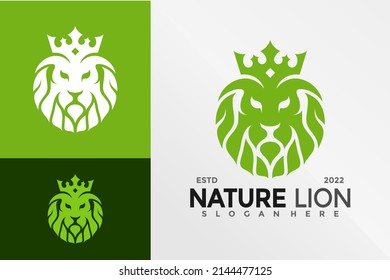 Nature Lion King Logo Design Vector illustration template