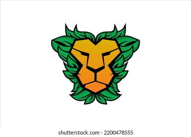 Nature Lion logo with Leaf design concept.
