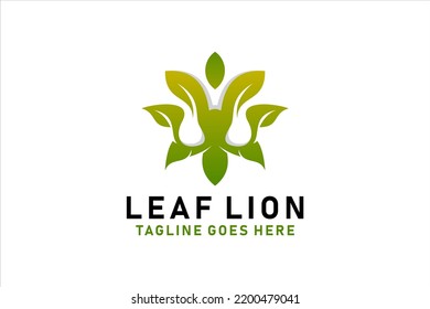 Nature Lion logo with Leaf design concept.