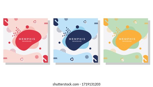 Nature and  Liquid - Set of minimalist background with memphis elements. for social media post templates, wallpapers, Backdrop and more