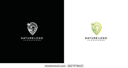 Nature Location Pin Logo Design