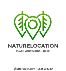 Nature location vector logo emplate. This design use pin or gps symbol. Suitable for trip business.