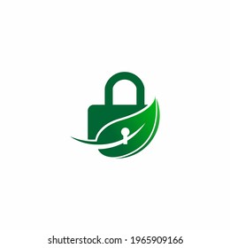 Nature lock logo,Nature Security Lock Icon Logo Design Element.stock illustration.