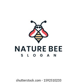 nature logo bee minimalist vector logo