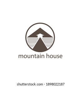el logotipo de la naturaleza, la montaña, el camino de la casa, el mar. vector abstracto de diseño simple