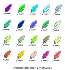 nature logo, colorful leaves with abstract color gradations.